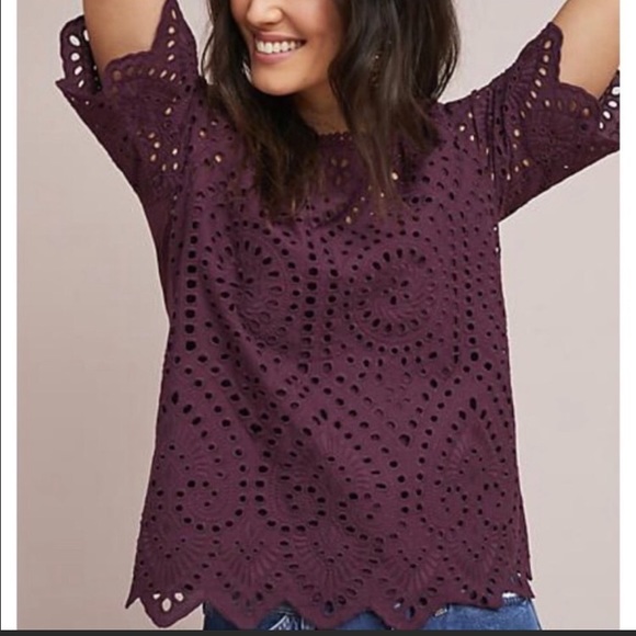 Anthropologie Tops - Porridge Clothing Plum Eyelet Top - Anthropologie